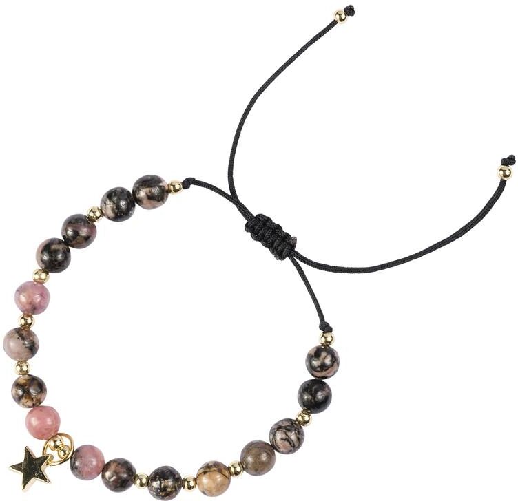 DARK Stone Bead Bracelet 6 mm ─ Rose & Blacks DARK Stone Bead Bracelet 6 mm ─ Rose & Blacks