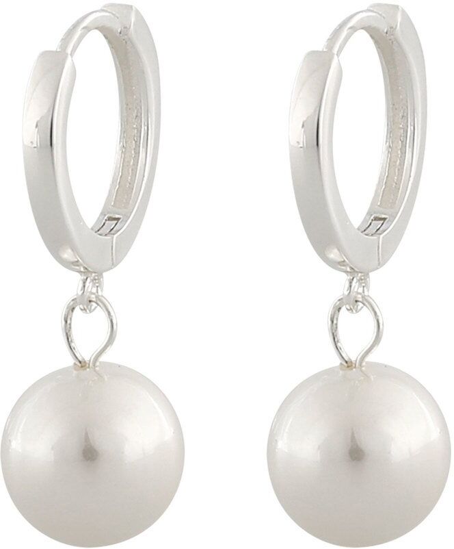 Snö Of Sweden Midnight Pearl Small Ring Earring ─ Silver/White