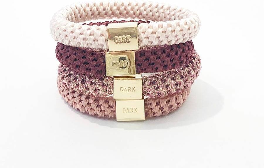 DARK Fat Hair Ties 4 kpl ─ Roses DARK Fat Hair Ties 4 kpl ─ Roses