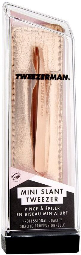 Tweezerman Rose Gold Mini Slant Tweezer & Pouch