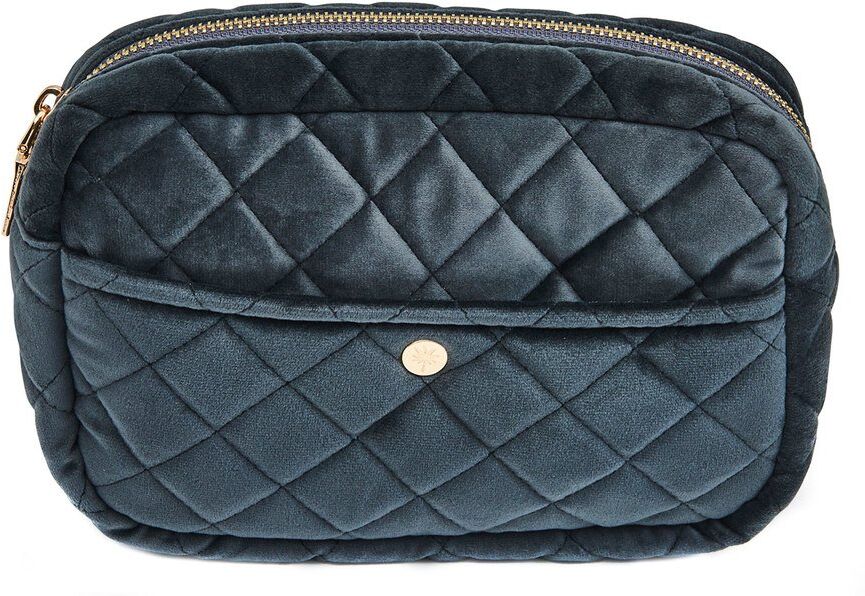 Fan Palm Beauty Bag Quilted Velvet Medium – Smoke Fan Palm Beauty Bag Quilted Velvet Medium – Smoke