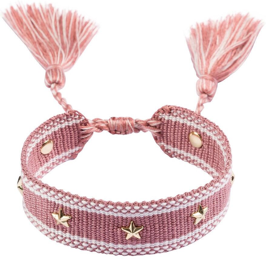 DARK Woven Friendship Bracelet With Star Stud ─ Dusty Rose DARK Woven Friendship Bracelet With Star Stud ─ Dusty Rose