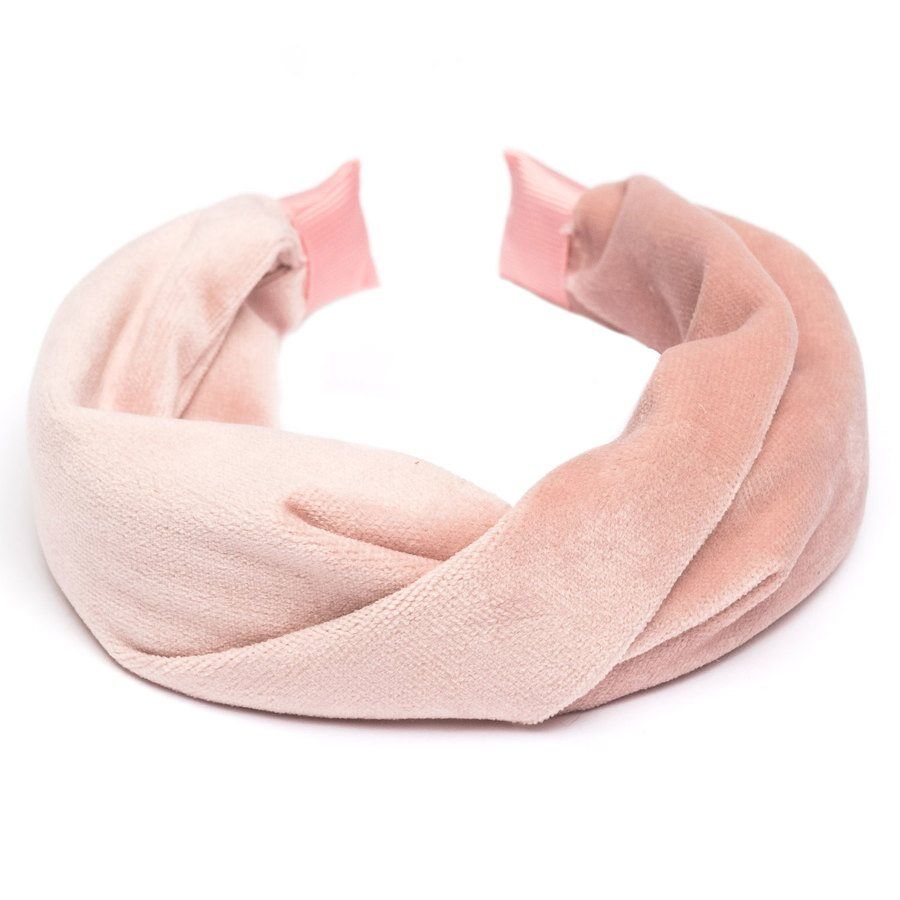 DARK Velvet Folded Hairband ─ Pale Rose