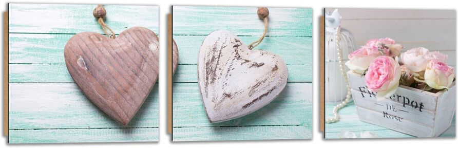 Kolmeosainen taulu Wooden hearts Kolmeosainen taulu Wooden hearts