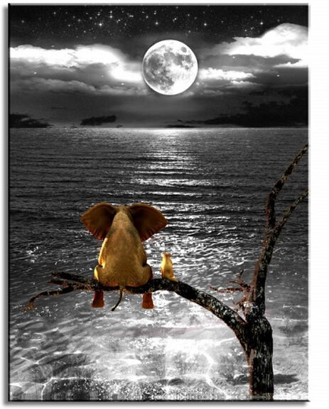 Taulu Elephant moon and the sea 80x60 cm Taulu Elephant moon and the sea 80x60 cm