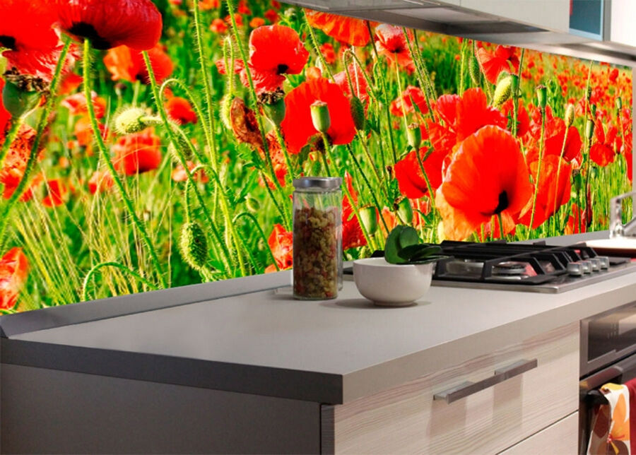 Keittiön välitila Red poppies 350x60 cm Keittiön välitila Red poppies 350x60 cm
