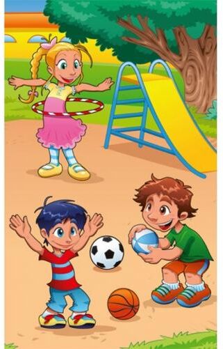 Fleece-kuvatapetti Kids in playground 150x250 cm Fleece-kuvatapetti Kids in playground 150x250 cm