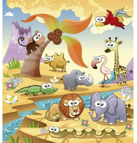 Fleece-kuvatapetti Savannah animals 225x250 cm Fleece-kuvatapetti Savannah animals 225x250 cm