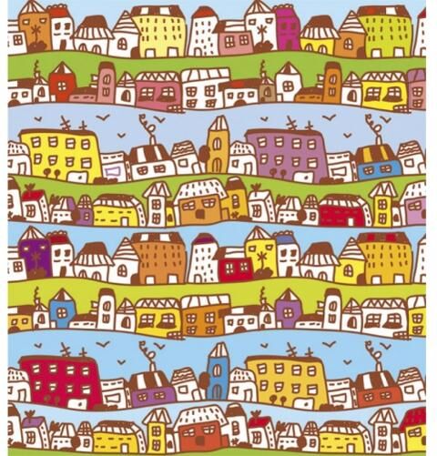 Fleece kuvatapetti Houses in town 225x250 cm Fleece kuvatapetti Houses in town 225x250 cm