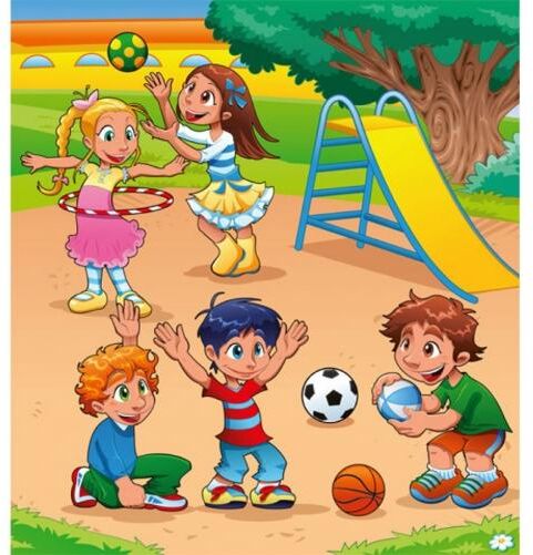 Fleece-kuvatapetti Kids in playground 225x250 cm Fleece-kuvatapetti Kids in playground 225x250 cm