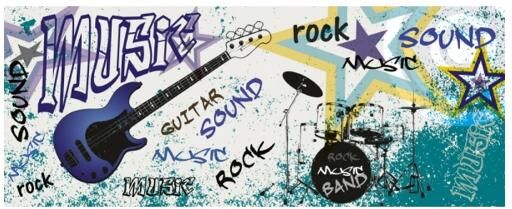 Fleece kuvatapetti Blue guitar 375x150 cm Fleece kuvatapetti Blue guitar 375x150 cm