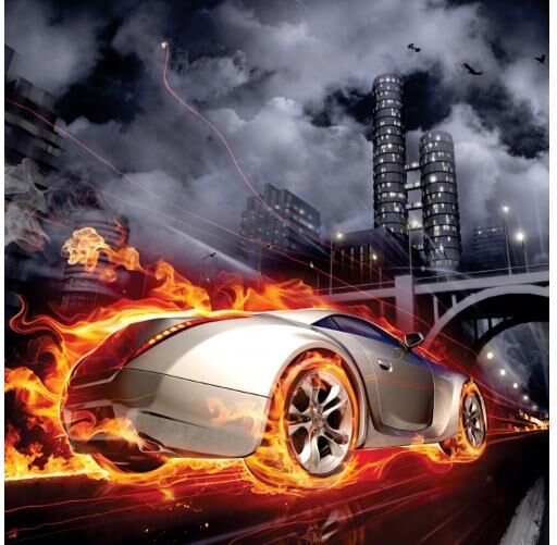 Lattiatarra Car on fire 170x170 cm Lattiatarra Car on fire 170x170 cm