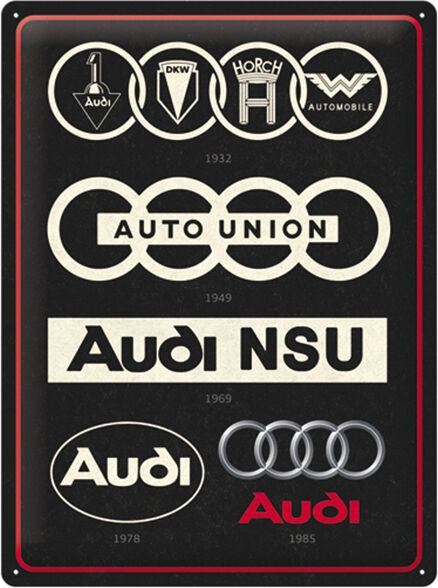 Retro metallitaulu Audi - Logo Evolution 30x40 cm Retro metallitaulu Audi - Logo Evolution 30x40 cm