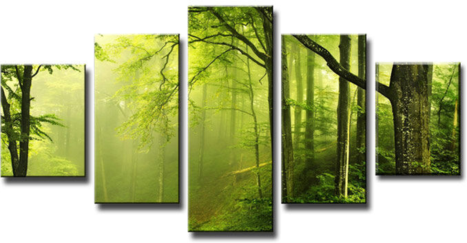 Viisiosainen taulu METSÄ Viisiosainen taulu METSÄ