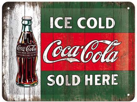 Retro metallitaulu COCA-COLA ICE COLD SOLD HERE 15x20cm