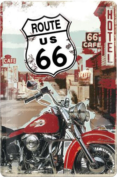 Retro metallitaulu Route 66 Lone Rider 20x30 cm Retro metallitaulu Route 66 Lone Rider 20x30 cm