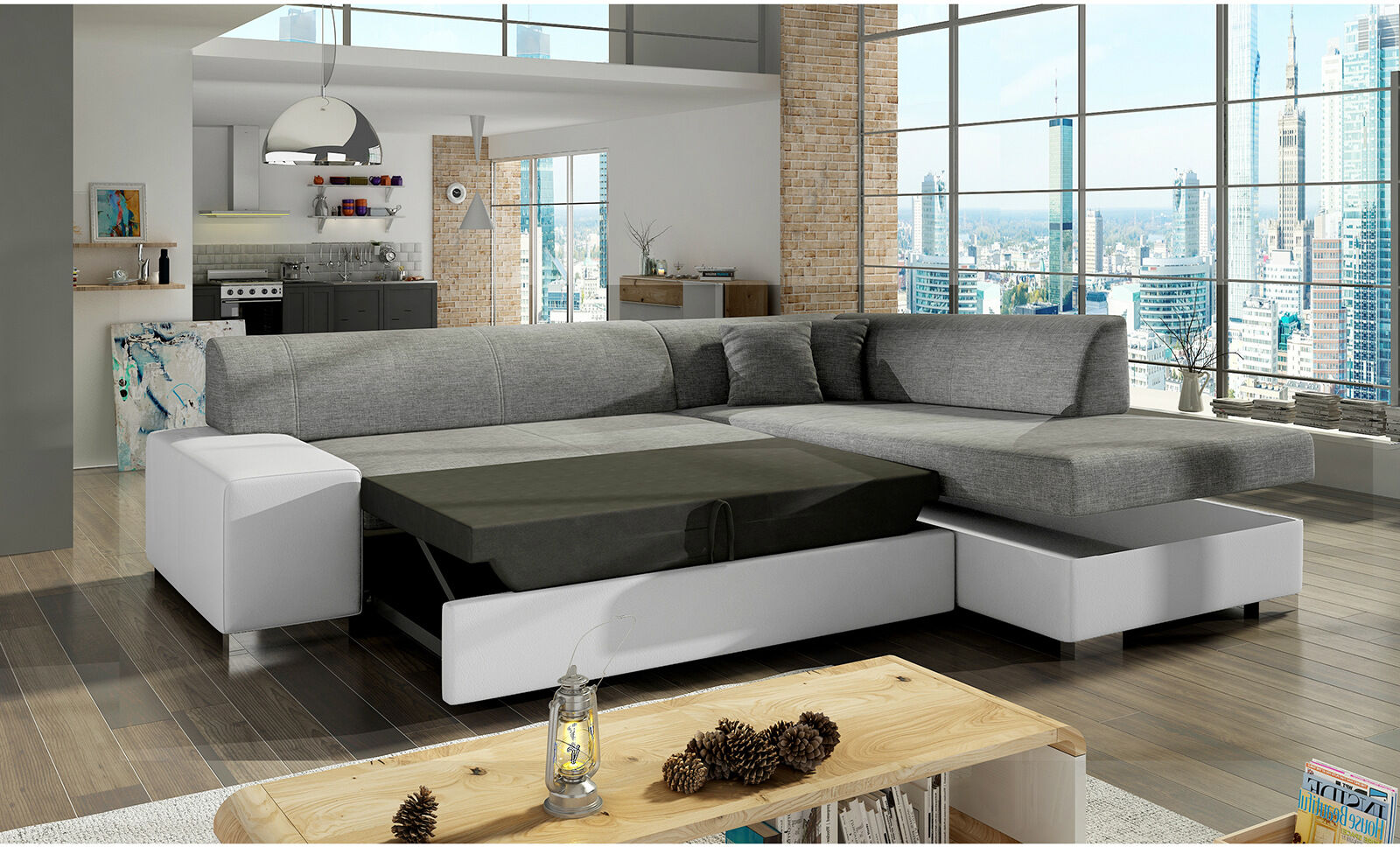 Kulmavuodesohva vuodevaatelaatikolla Kulmavuodesohva vuodevaatelaatikolla