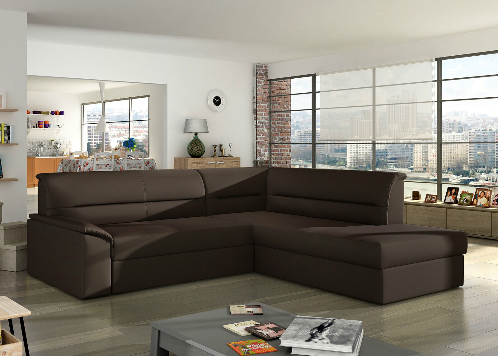 Kulmavuodesohva vuodevaatelaatikolla Kulmavuodesohva vuodevaatelaatikolla