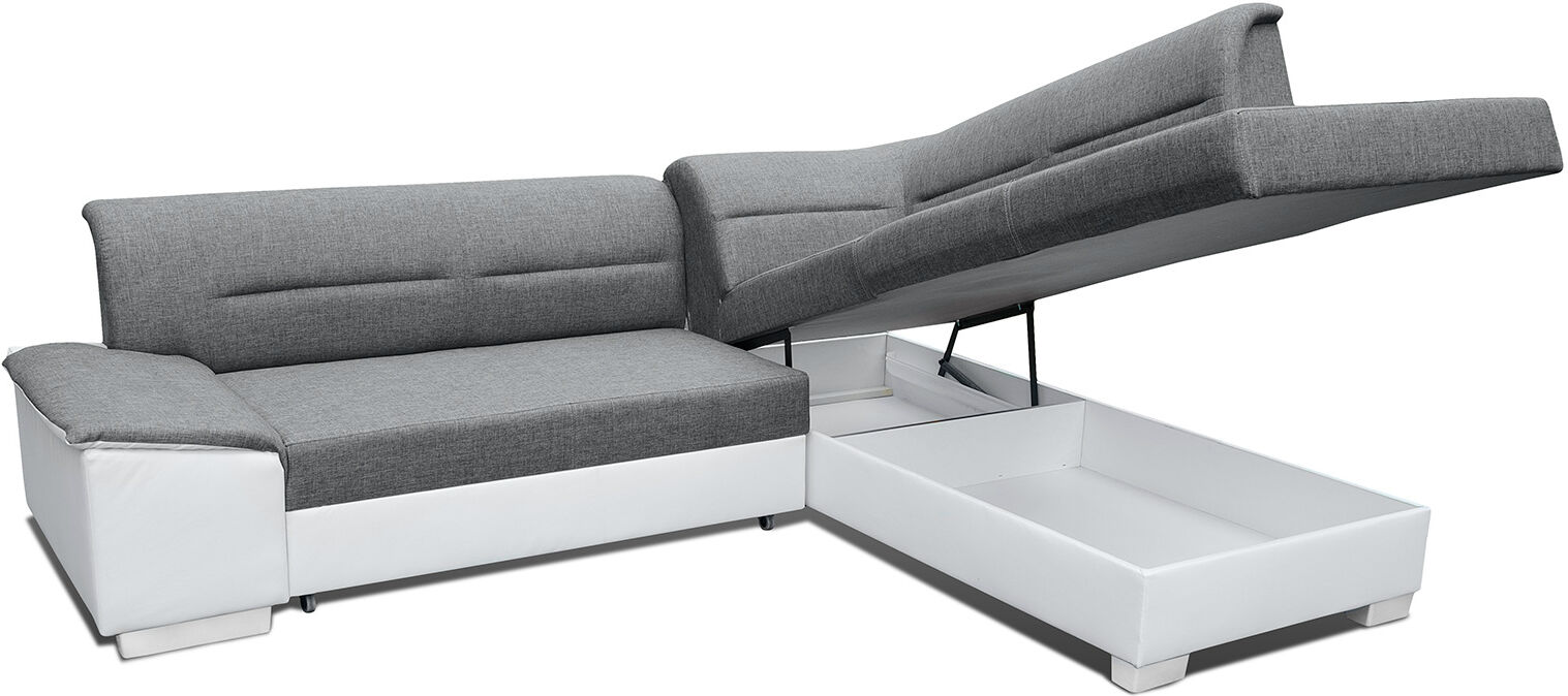 Kulmavuodesohva vuodevaatelaatikolla Kulmavuodesohva vuodevaatelaatikolla