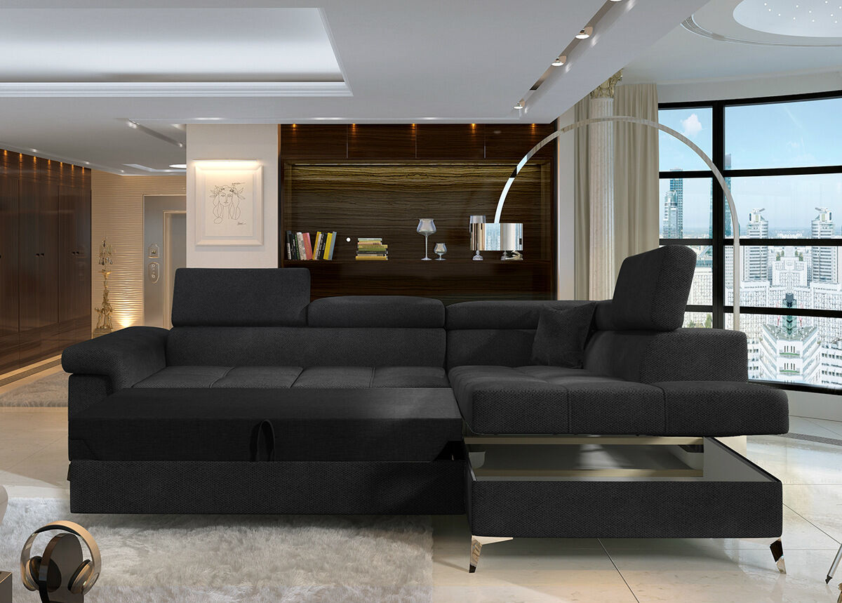 Kulmavuodesohva vuodevaatelaatikolla Kulmavuodesohva vuodevaatelaatikolla