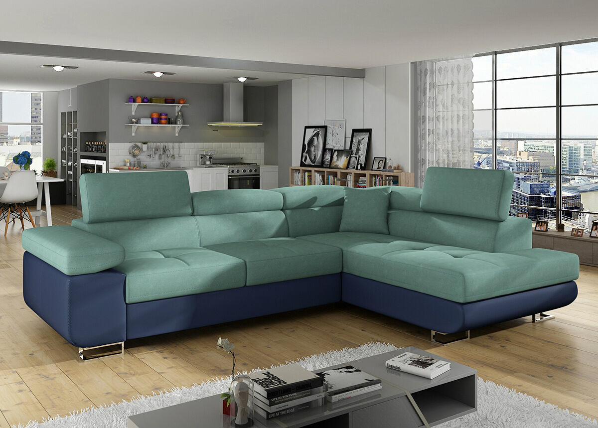 Kulmavuodesohva vuodevaatelaatikolla Kulmavuodesohva vuodevaatelaatikolla