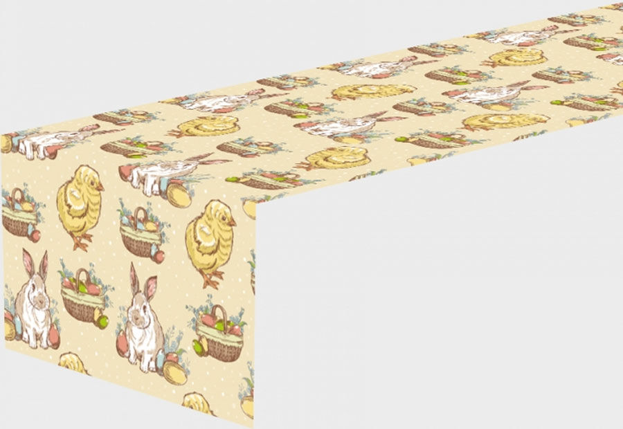 Pöytäliina EASTER CHICKENS AND RABBITS 40x140 cm Pöytäliina EASTER CHICKENS AND RABBITS 40x140 cm