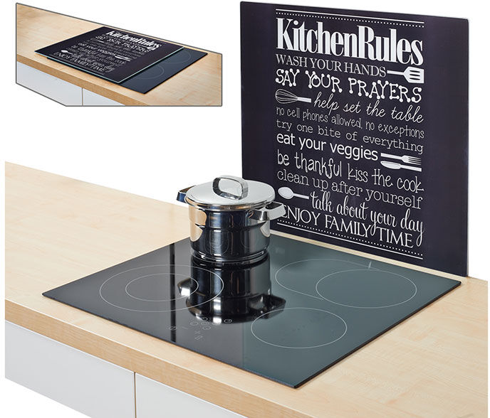 Räiskesuoja/liesisuoja KITCHEN RULES 56x50 cm Räiskesuoja/liesisuoja KITCHEN RULES 56x50 cm