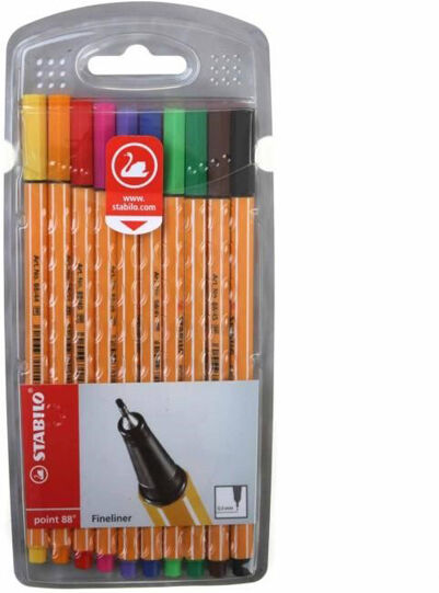 Kuitukärkikynät STABILO POINT 88, 10 väriä Kuitukärkikynät STABILO POINT 88, 10 väriä