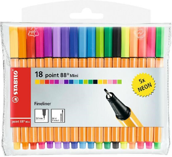 Kuitukärkikynät STABILO POINT 88 mini, 18 väriä Kuitukärkikynät STABILO POINT 88 mini, 18 väriä