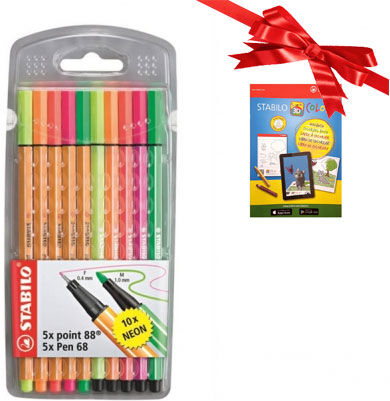 Stabilo kuitukärkikynät Point 88, 5 väriä + Pen68, 5 väriä Stabilo kuitukärkikynät Point 88, 5 väriä + Pen68, 5 väriä