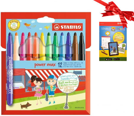 Stabilo kuitukärkikynät Power max, 12 väriä Stabilo kuitukärkikynät Power max, 12 väriä