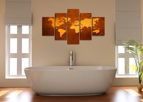 Viisiosainen taulu MAAILMAN KARTTA Viisiosainen taulu MAAILMAN KARTTA