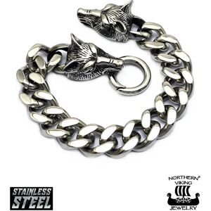 Viking Steel Chain Wolf Head rannekoru - Teräs