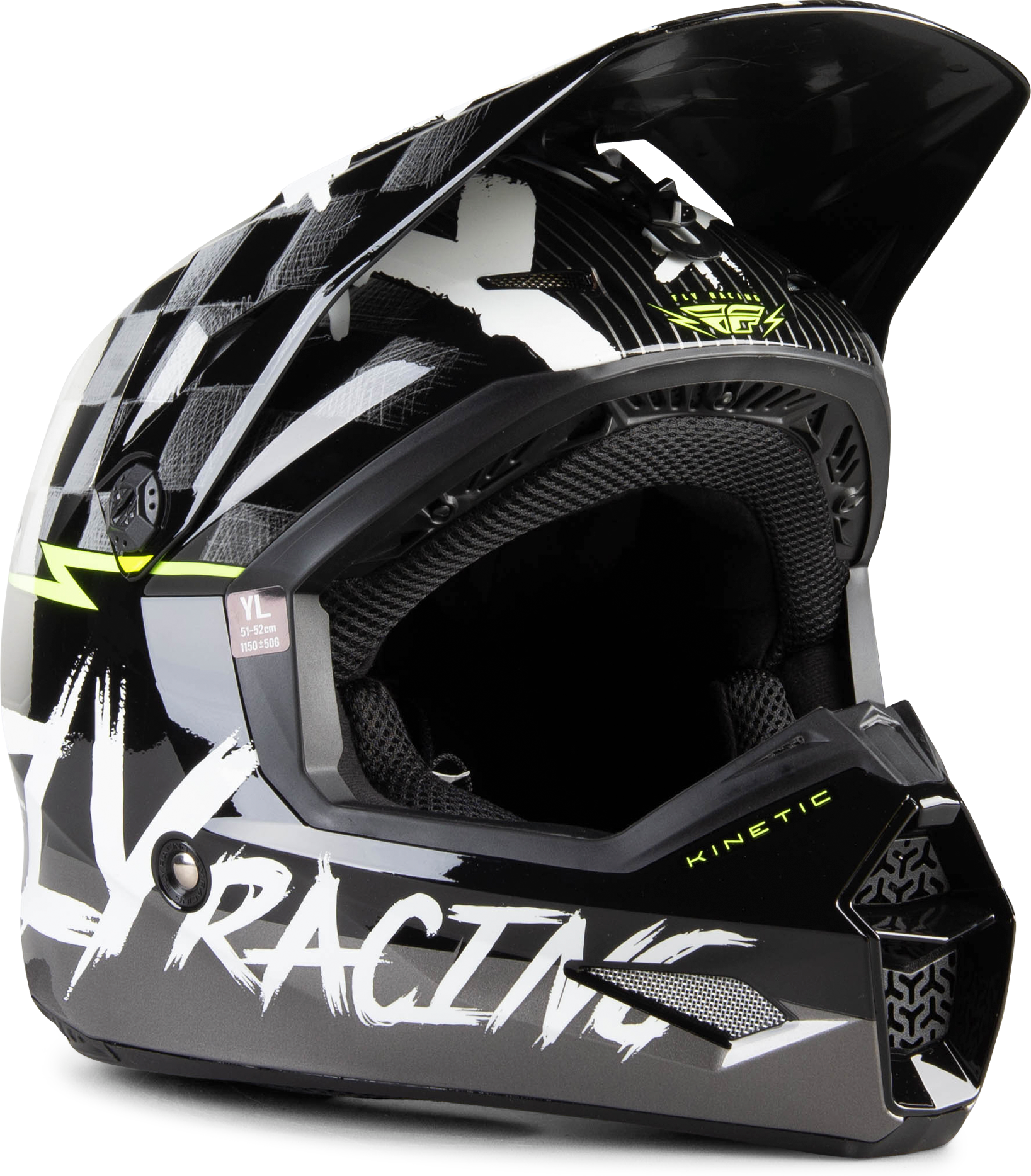 FLY Racing Lasten Crossikypärä FLY Racing Kinetic Sketch ECE Musta-Valko-HiVis FLY Racing Lasten Crossikypärä FLY Racing Kinetic Sketch ECE Musta-Valko-HiVis