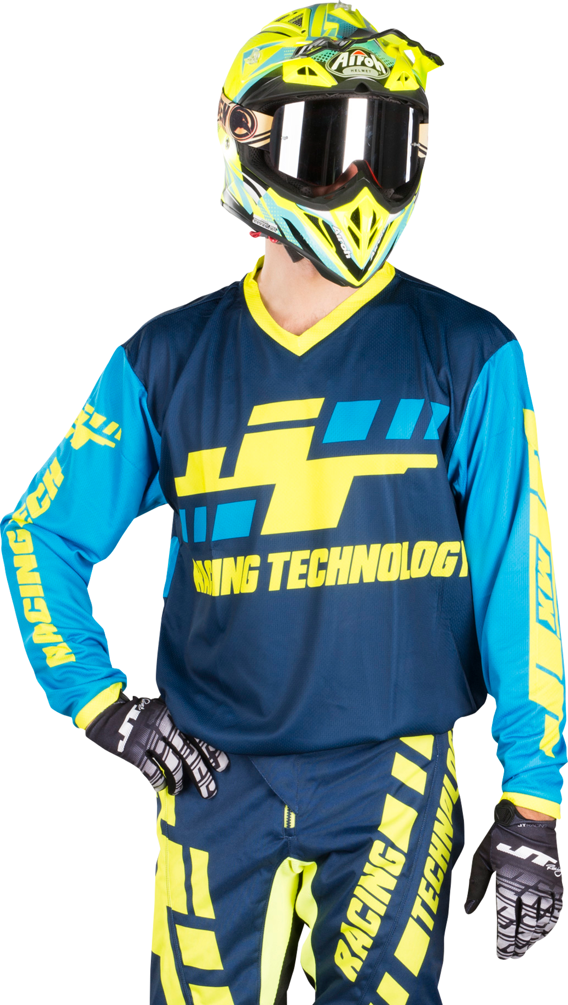 JT Racing Crossipaita JT Racing Flo Tec-Megabyte Laivastonsininen-Keltainen-Cian JT Racing Crossipaita JT Racing Flo Tec-Megabyte Laivastonsininen-Keltainen-Cian