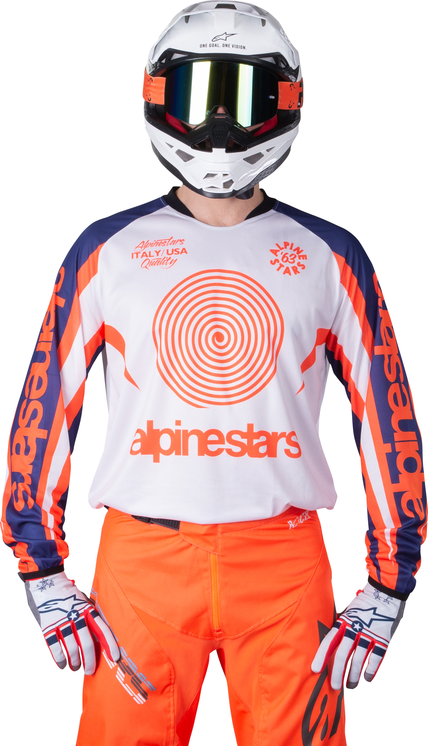 Alpinestars Crossipaita Alpinestars Racer 7 Valko-Oranssi-Neonsininen Alpinestars Crossipaita Alpinestars Racer 7 Valko-Oranssi-Neonsininen
