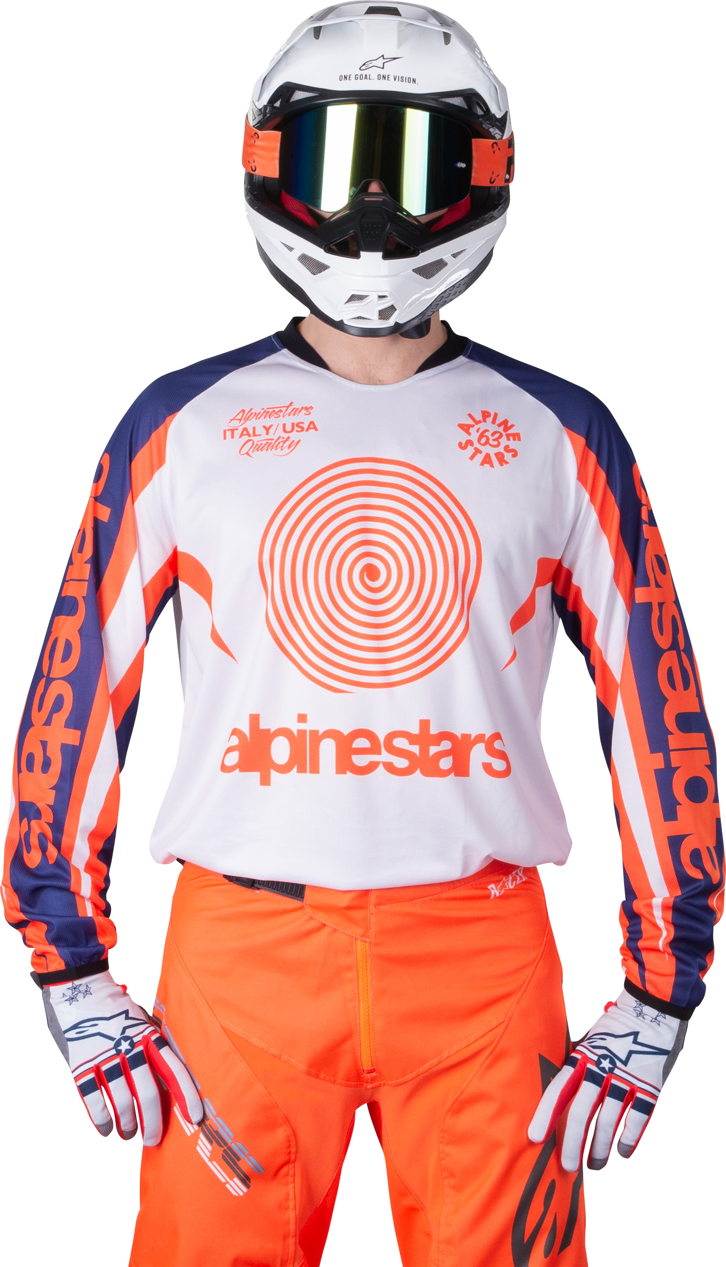 Alpinestars Crossipaita Alpinestars Racer 7 Valko-Oranssi-Neonsininen