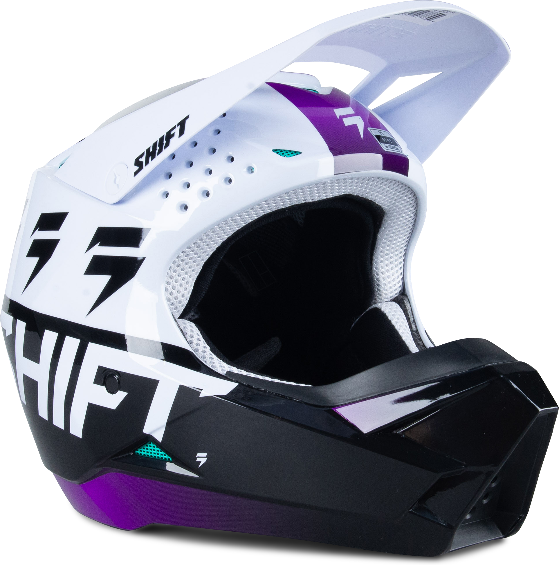 Shift Lasten Crossikypärä Shift WHIT3 Label UV Valko-Violetti Shift Lasten Crossikypärä Shift WHIT3 Label UV Valko-Violetti