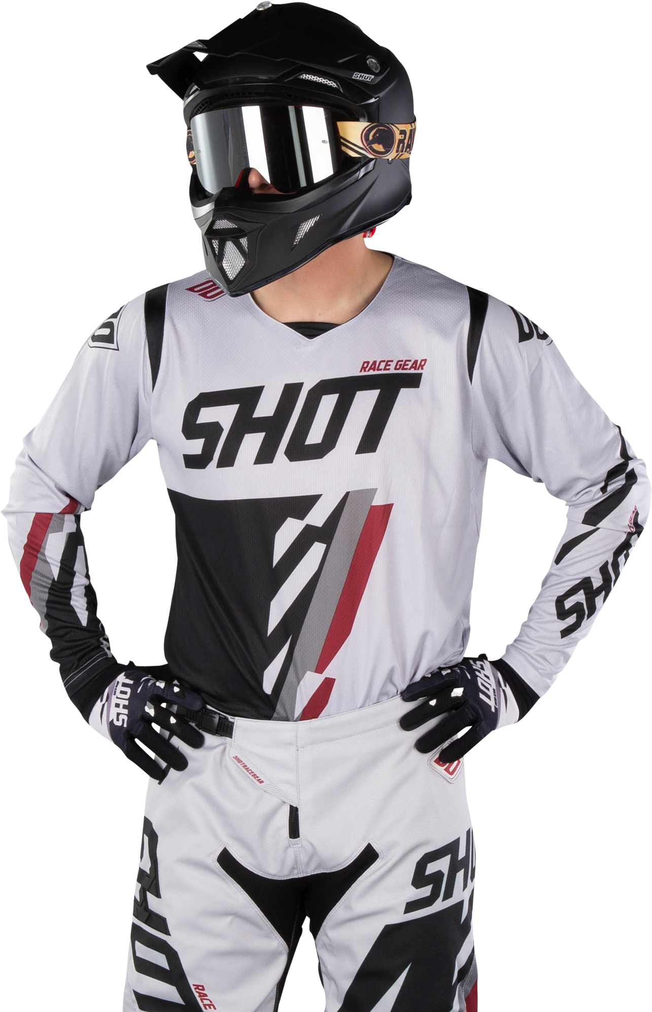 Shot Race Gear Crossipaita Shot Harmaa-Viininpunainen Shot Race Gear Crossipaita Shot Harmaa-Viininpunainen