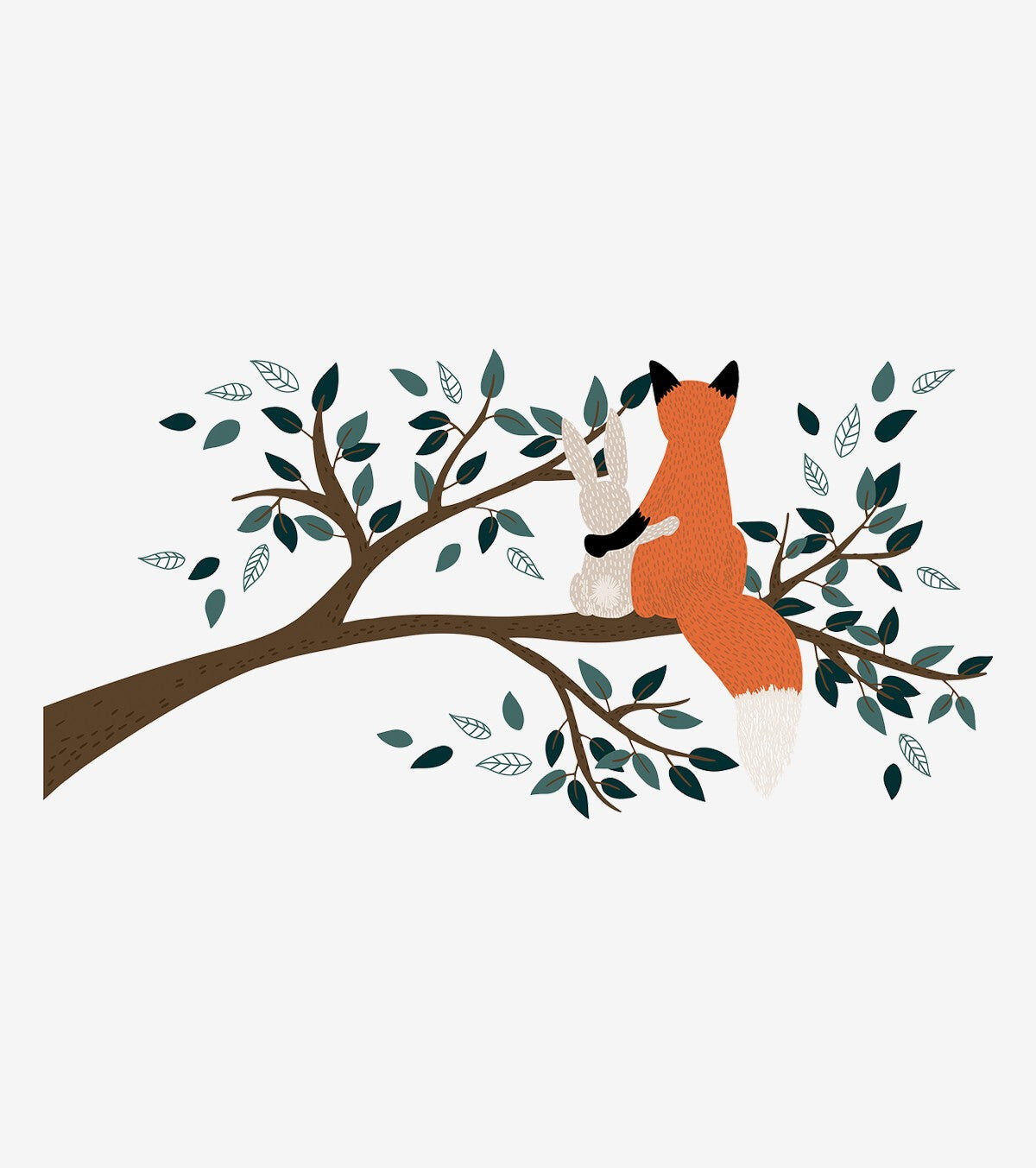 Lilipinso Sticker XL renard sur une branche en vinyle orange 29,7 x 42 cm Marron 100x0x50cm