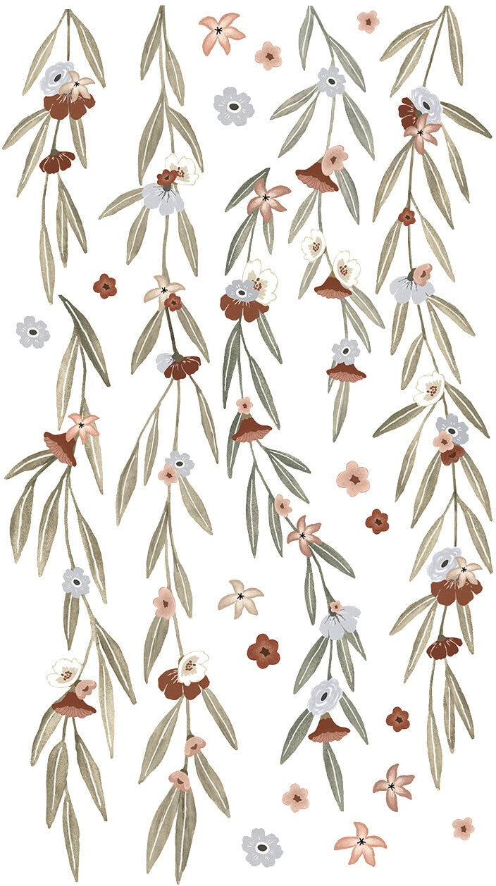 Lilipinso Grand sticker eucalyptus et fleurs en vinyle mat multicolore Multicolore 43x0x45cm