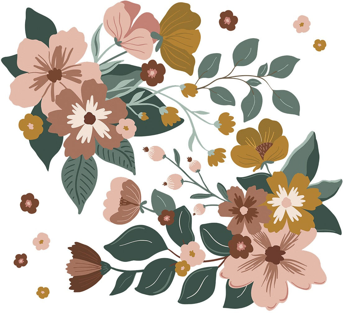 Lilipinso Grand sticker bouquets de fleurs en vinyle mat multicolore Multicolore 64x0x70cm