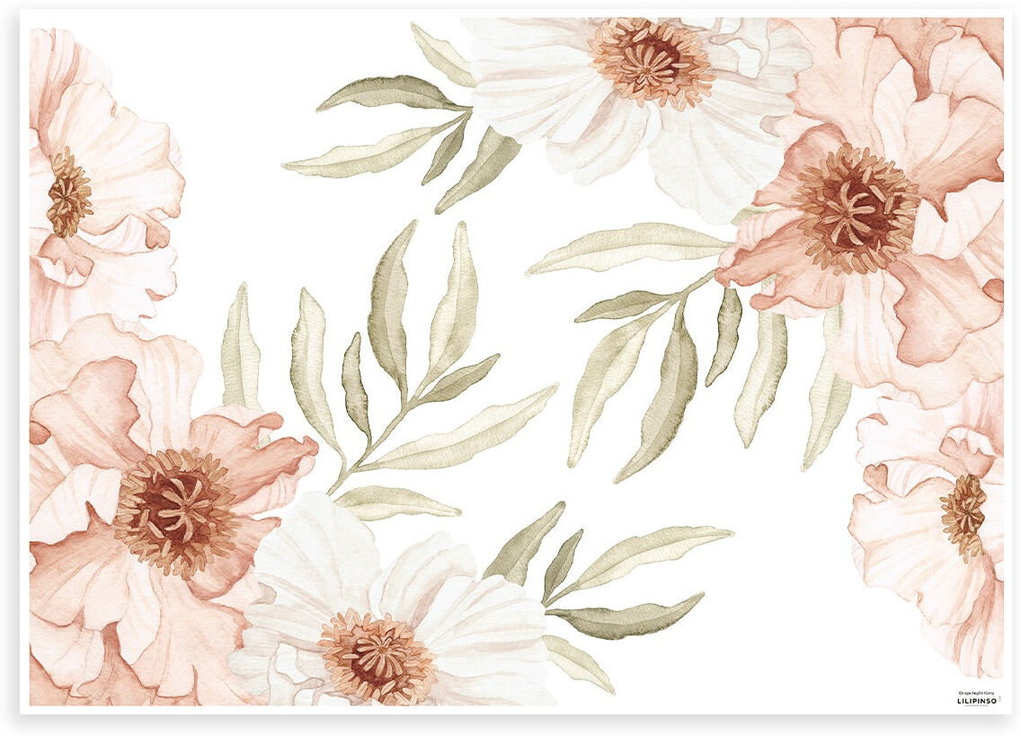 Lilipinso Stickers muraux grand bouquets en vinyle mat 64 x 90 cm Rose 90x64cm