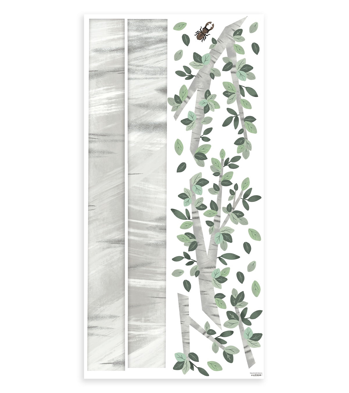 Lilipinso Stickers muraux le grand arbre en vinyle mat gris Vert 130x64cm