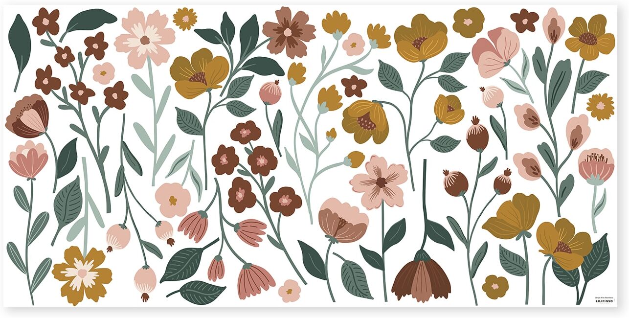 Lilipinso Stickers muraux grandes fleurs en vinyle mat multicolore Multicolore 130x64cm