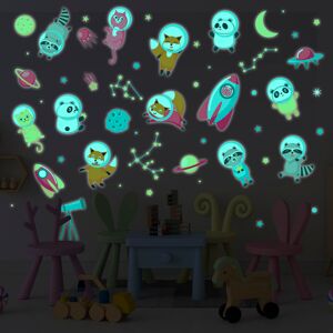 Ambiance Sticker Stickers mural phosphorescents lumineux animaux 160x120cm Multicolore 120x160cm