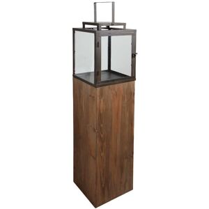 Aubry Gaspard Lanterne de jardin en bois et metal Marron 25x114x25cm