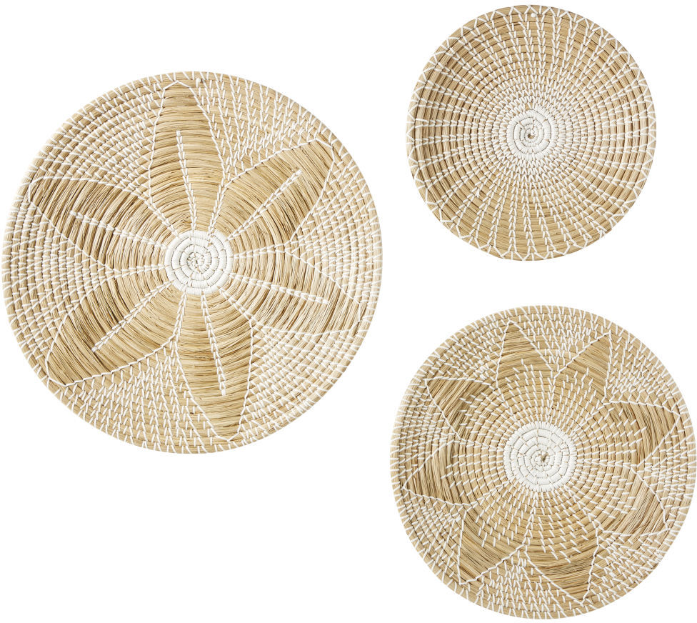 Maisons du Monde 3 déco murales en jonc de mer 60x60 Maisons du Monde 3 déco murales en jonc de mer 60x60