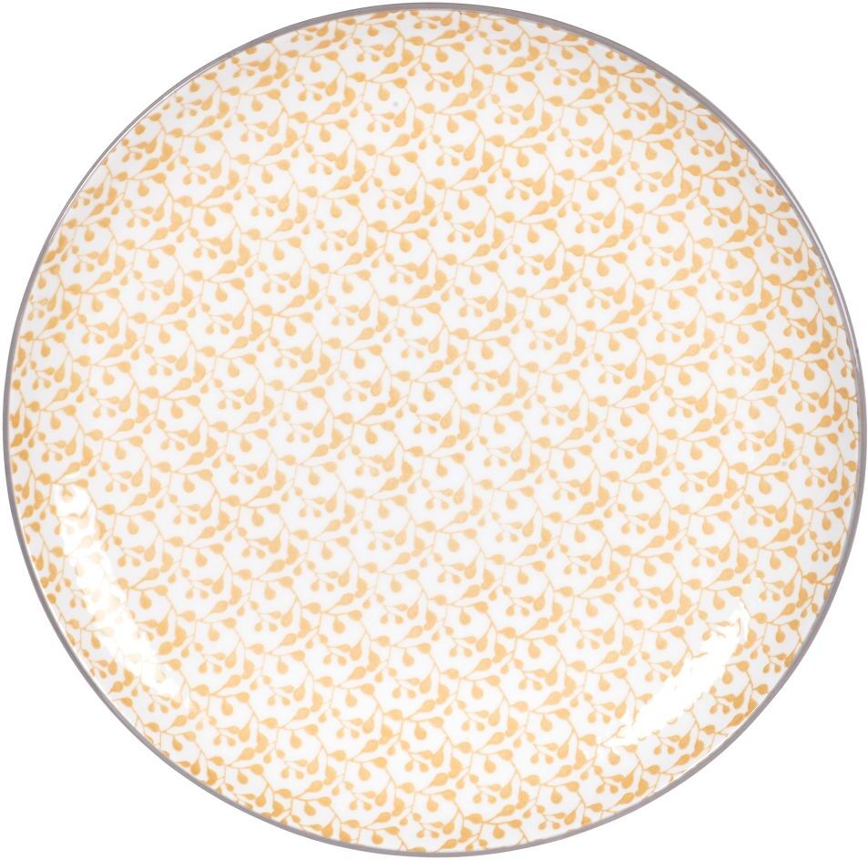 Maisons du Monde Assiette plate en grès jaune motifs graphiques Maisons du Monde Assiette plate en grès jaune motifs graphiques