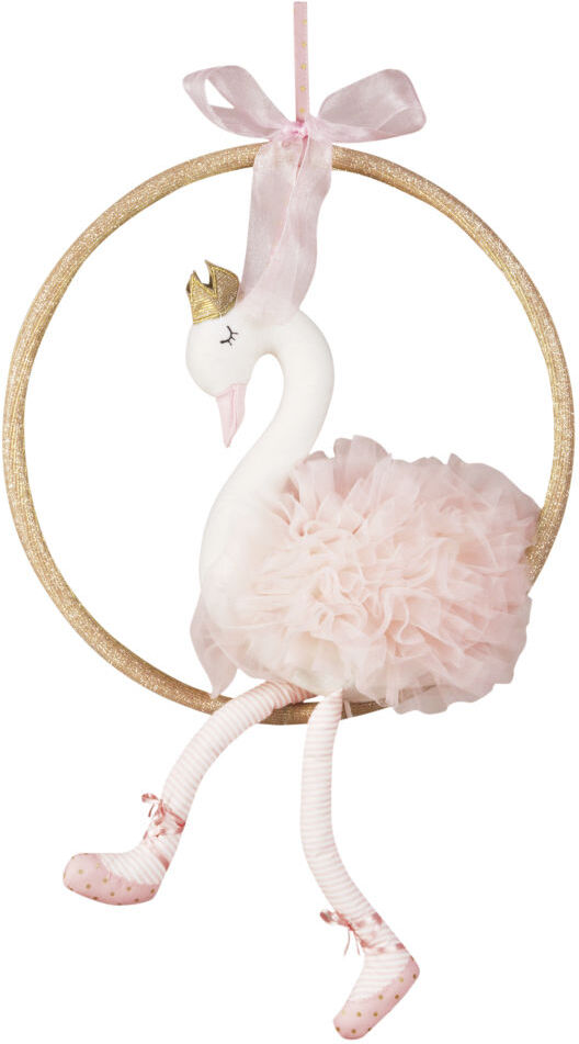 Maisons du Monde Déco murale cygne en coton rose et paillettes dorées 45x45 Maisons du Monde Déco murale cygne en coton rose et paillettes dorées 45x45